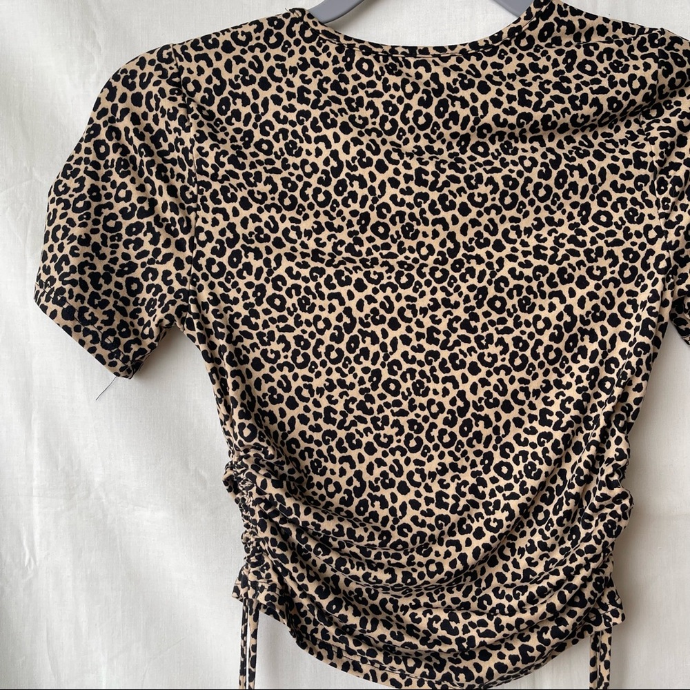Leopard Print Ruched Crop Top - Picture 8 of 9